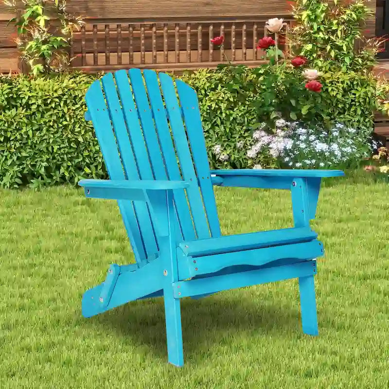 Wooden Outdoor Folding Adirondack Chair Set of 2