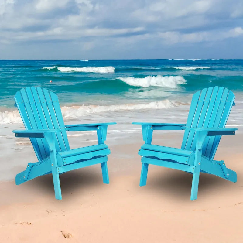Wooden Outdoor Folding Adirondack Chair Set of 2