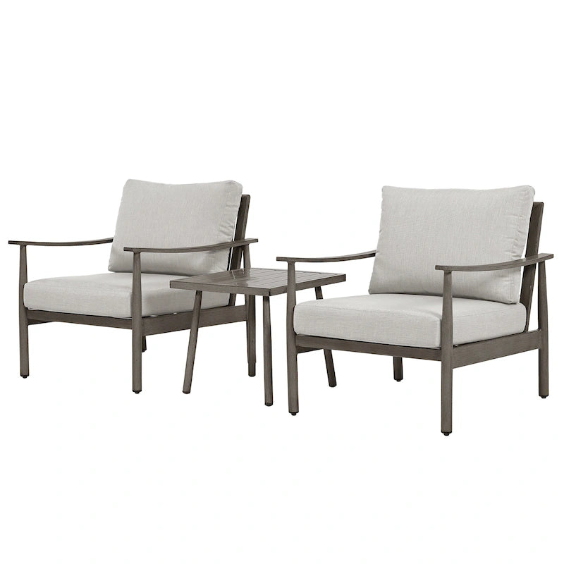 3-Piece Aluminum Patio Conversation Set with Webbing Chair Back and Cushions
