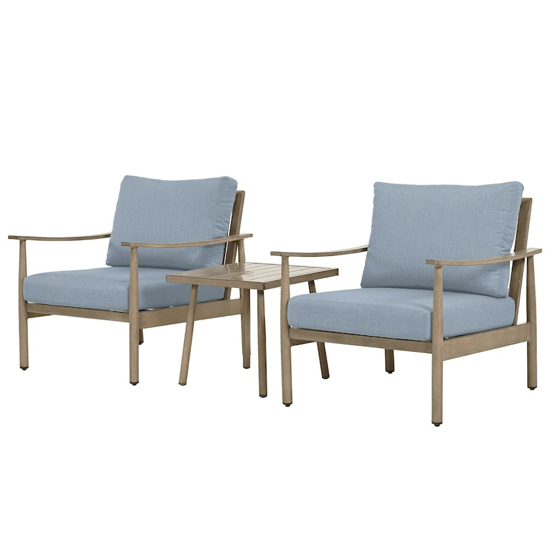 3-Piece Aluminum Patio Conversation Set with Webbing Chair Back and Cushions