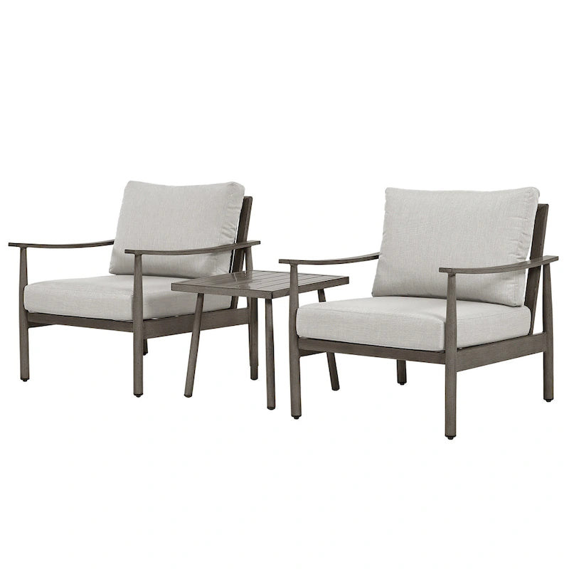 3-Piece Aluminum Patio Conversation Set with Webbing Chair Back and Cushions
