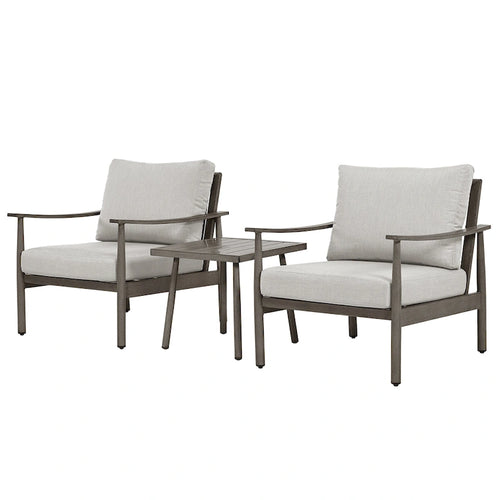 3-Piece Aluminum Patio Conversation Set with Webbing Chair Back and Cushions