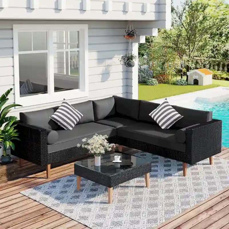 4-pieces Outdoor Wicker Sofa Set