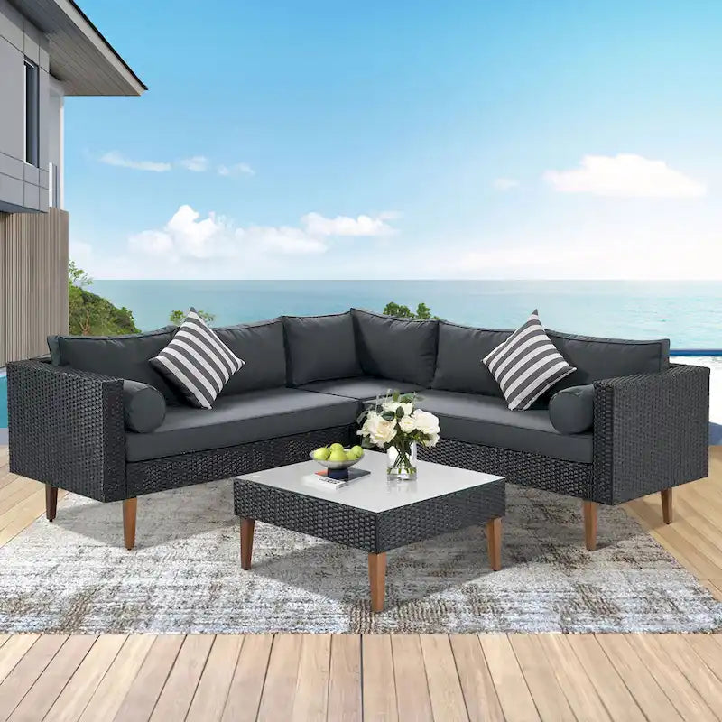 4-pieces Outdoor Wicker Sofa Set
