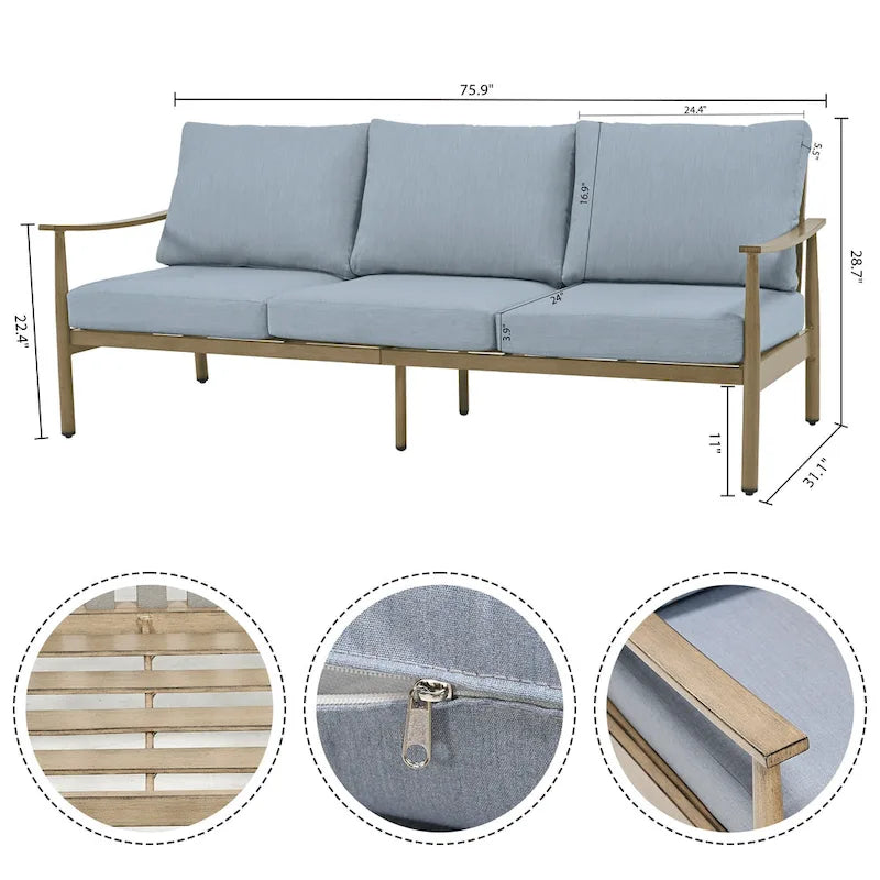 5-Person Aluminum Patio Conversation Set with 2 Swivel Chairs, Loveseat and Coffee Table