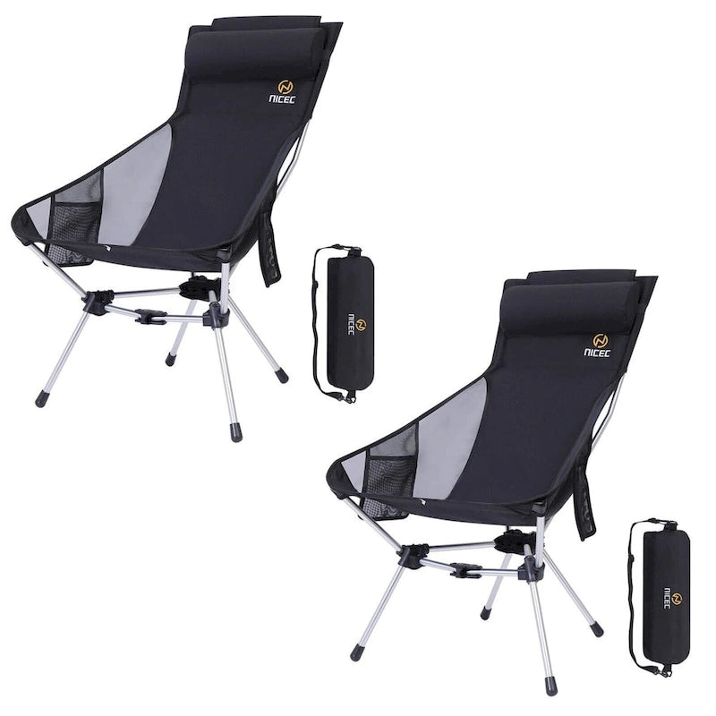 Ultralight High Back Folding Camping Chair, Backpacking Chair, Compact & Heavy Duty Outdoor with 2 Side Pockets