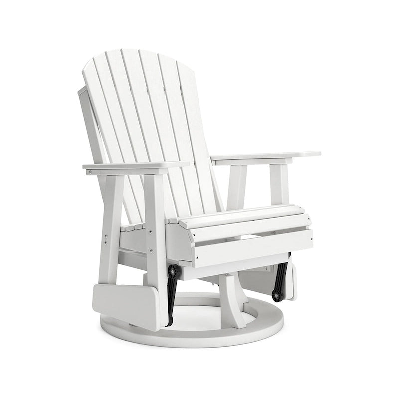 Sami 31 Inch Outdoor Swivel Glider Chair, Slatted, Adirondack, White Finish