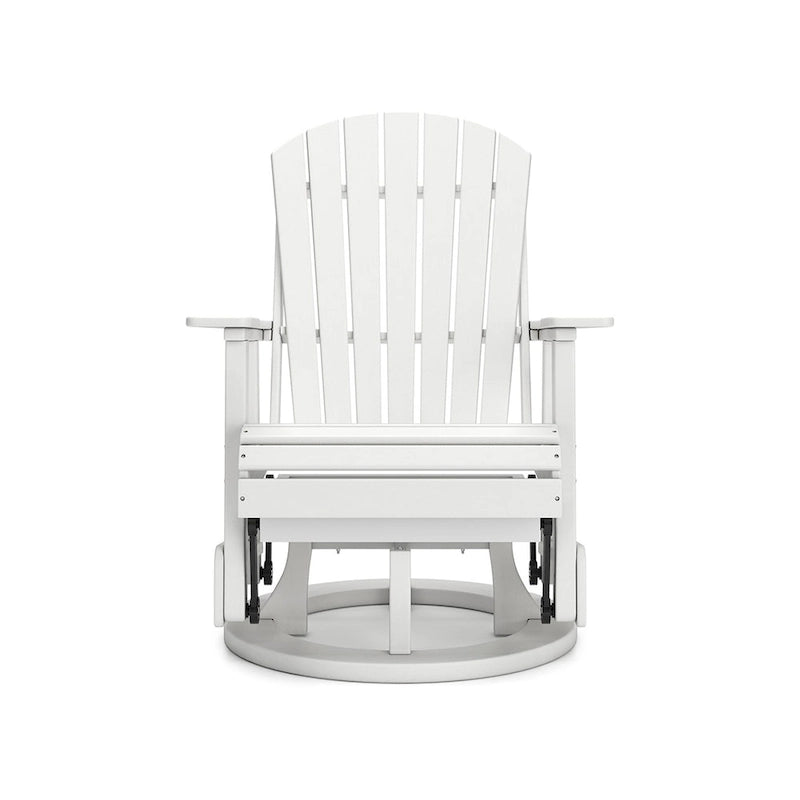 Sami 31 Inch Outdoor Swivel Glider Chair, Slatted, Adirondack, White Finish
