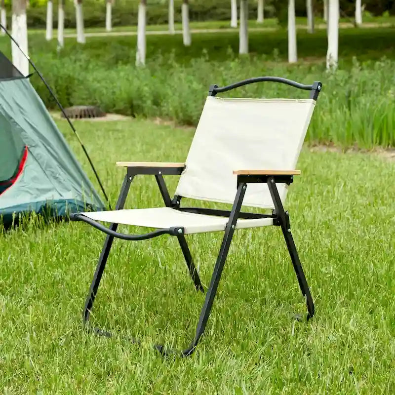 Portable Folding Outdoor Chair For Camping In Beige