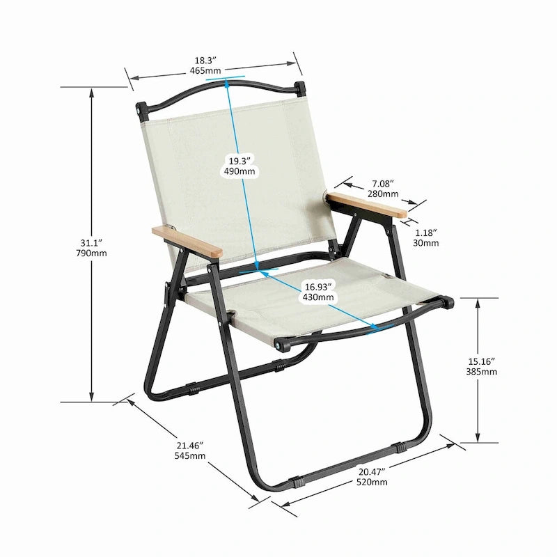 Portable Folding Outdoor Chair For Camping In Beige