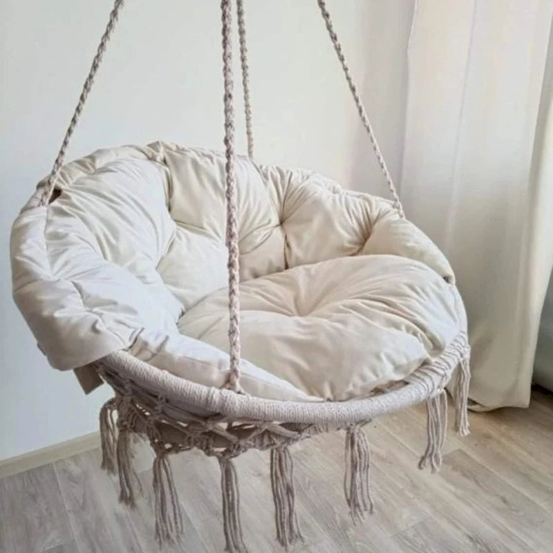 Hammock Chair Swinging Portable Hanging Cotton Rope Indoor Outdoor Suitable