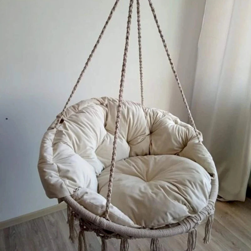 Hammock Chair Swinging Portable Hanging Cotton Rope Indoor Outdoor Suitable