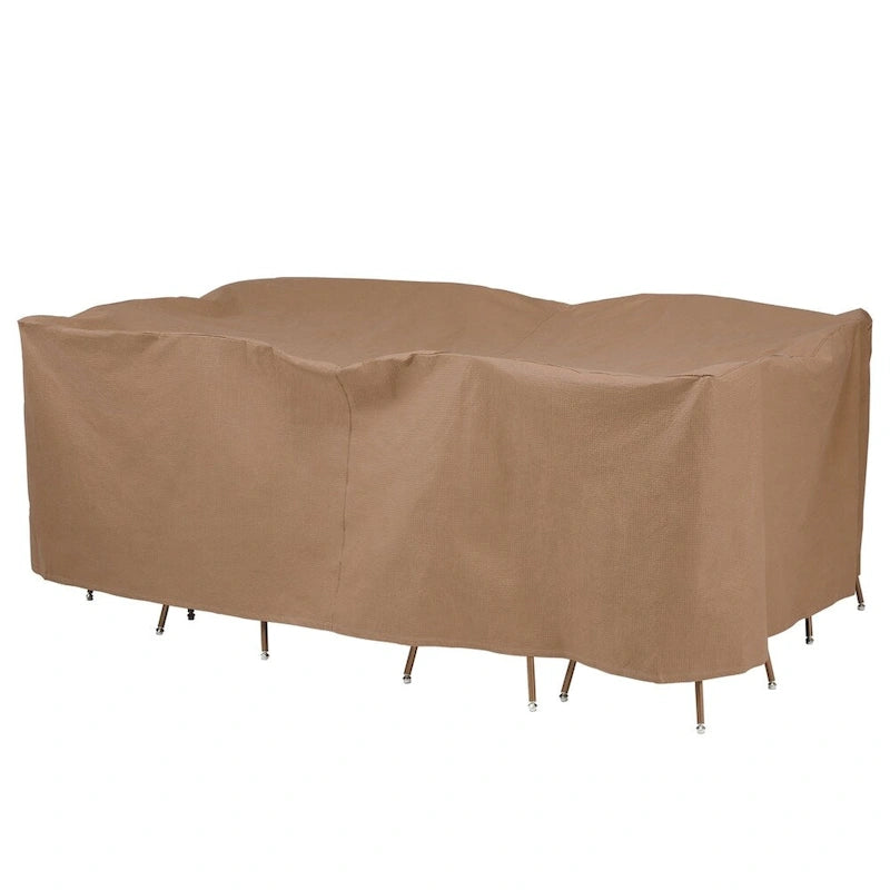 Duck Covers Essential Water-Resistant 90 Inch Rectangular/Oval Patio Table & Chair Set Cover