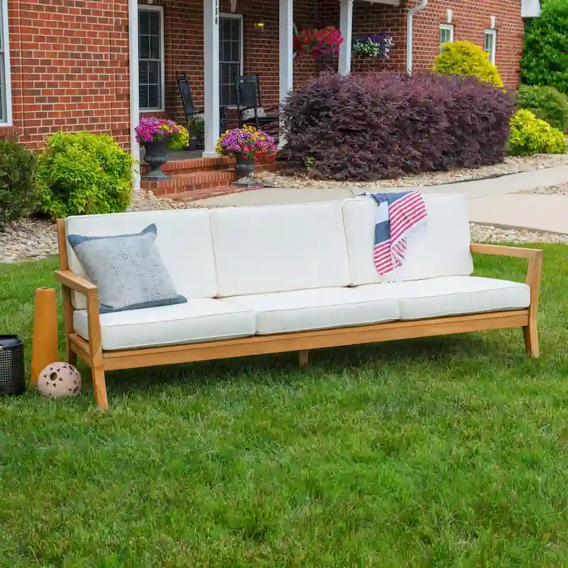 Clermont Outdoor Natural Teak 3 Seat Sofa