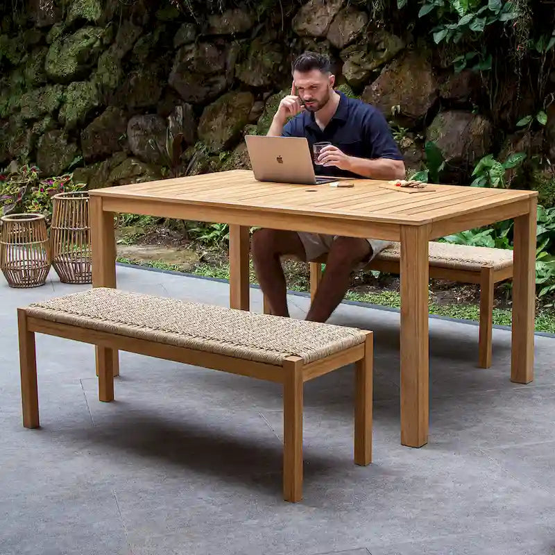 Cambridge Casual Paxton Teak Wood Outdoor Backless Bench