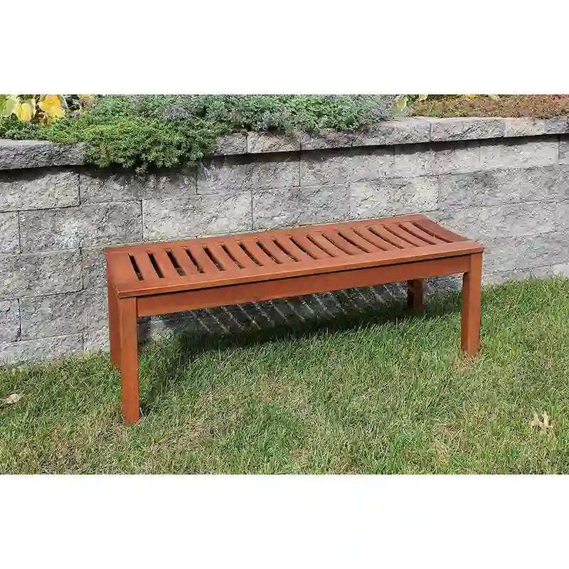Achla Designs 4FT Natural Oil Finish Wooden Indoor/Outdoor Backless Bench, Home Patio Garden Deck Seating