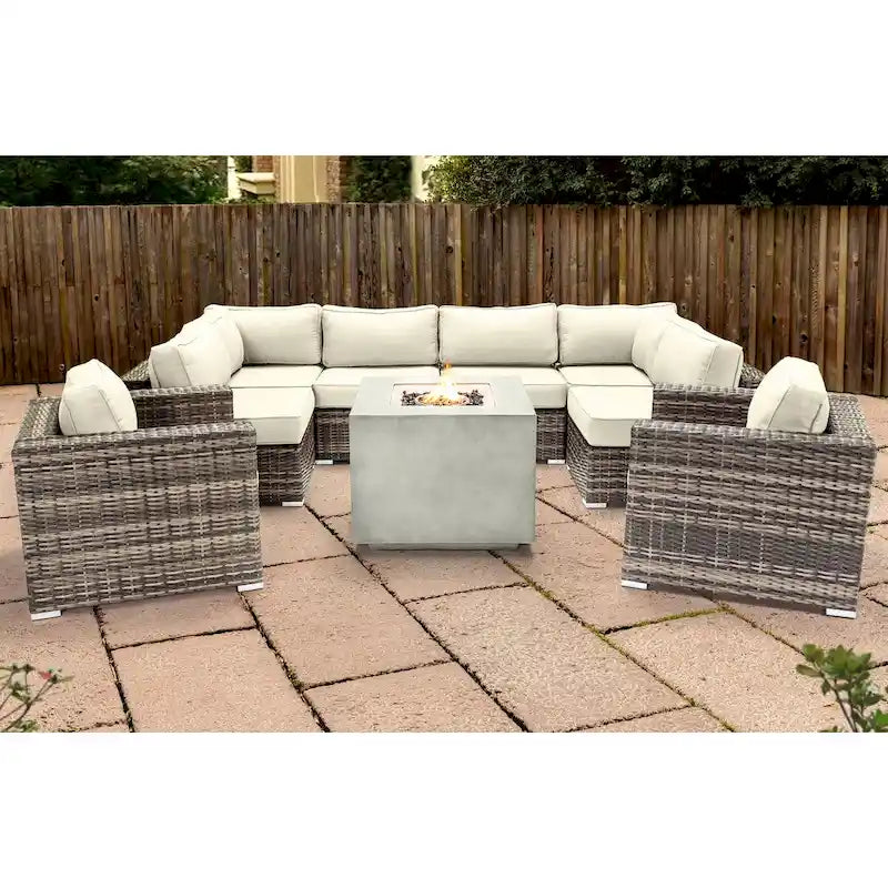 LSI 6 Person Seating Group With Sunbrella Cushions And Concrete Firepit