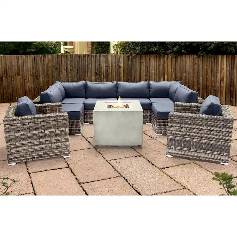 LSI 6 Person Seating Group With Sunbrella Cushions And Concrete Firepit