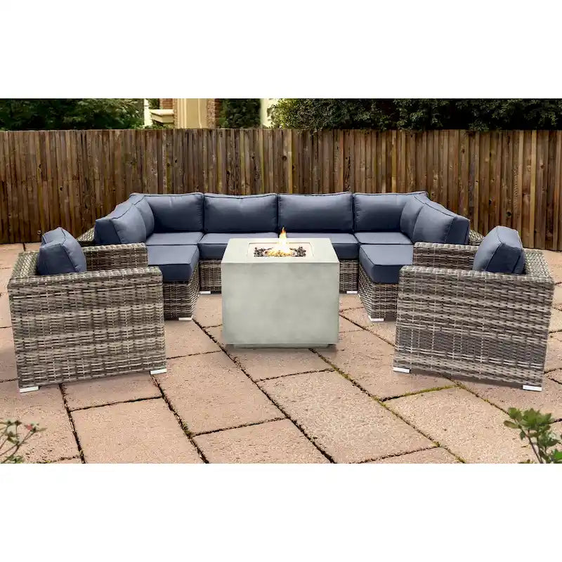 LSI 6 Person Seating Group With Sunbrella Cushions And Concrete Firepit