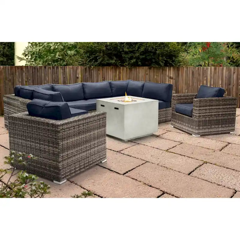 LSI 6 Person Seating Group With Sunbrella Cushions And Concrete Firepit
