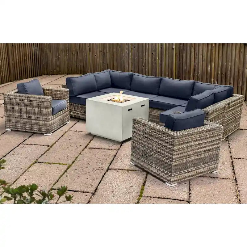 LSI 6 Person Seating Group With Sunbrella Cushions And Concrete Firepit