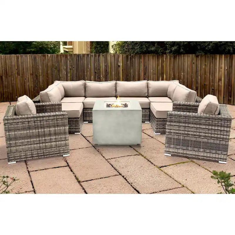 LSI 6 Person Seating Group With Sunbrella Cushions And Concrete Firepit